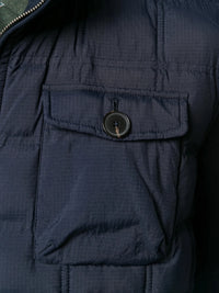 Contrast Padded Navy Blue Overcoat