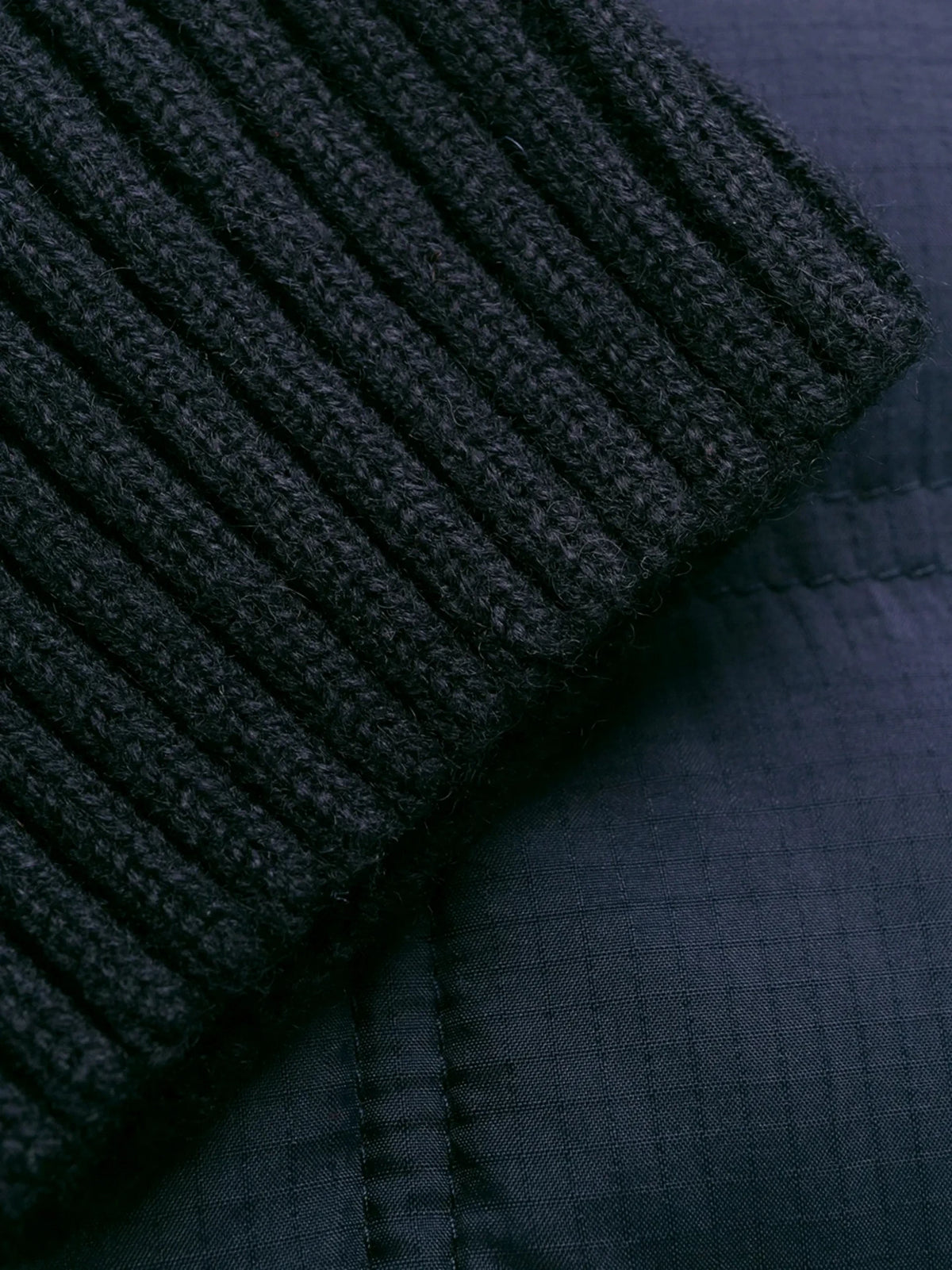 Contrast Padded Navy Blue Overcoat