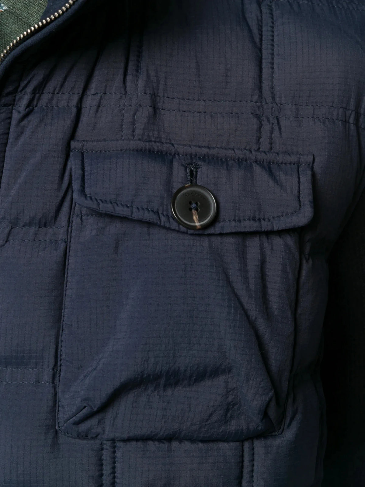 Contrast Padded Navy Blue Overcoat