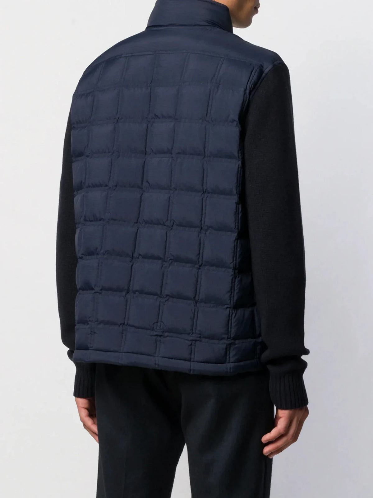 Contrast Padded Navy Blue Overcoat