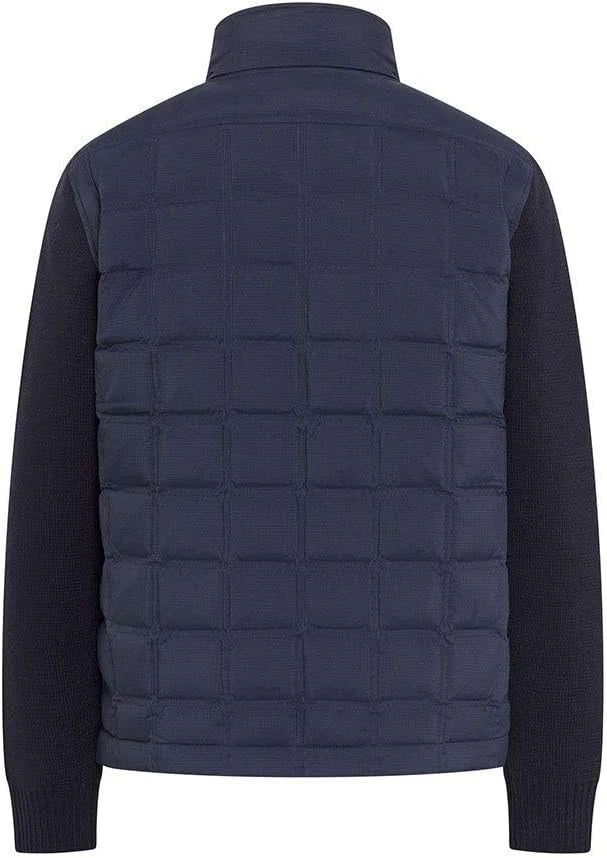 Contrast Padded Navy Blue Overcoat