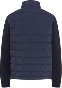 Contrast Padded Navy Blue Overcoat