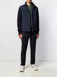 Contrast Padded Navy Blue Overcoat