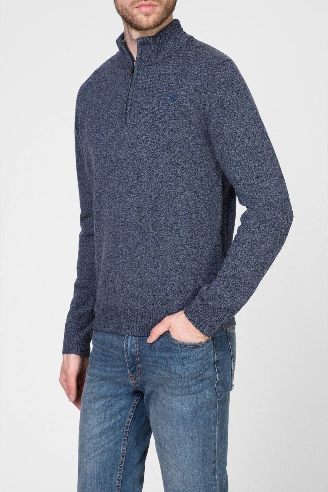 Lambswool Half-Zip Blue Knitwear