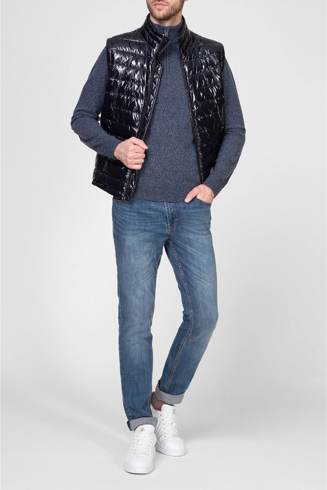 Lambswool Half-Zip Blue Knitwear