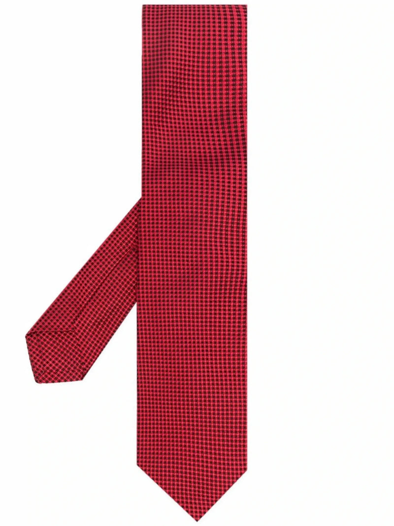 Check-Print Red Tie