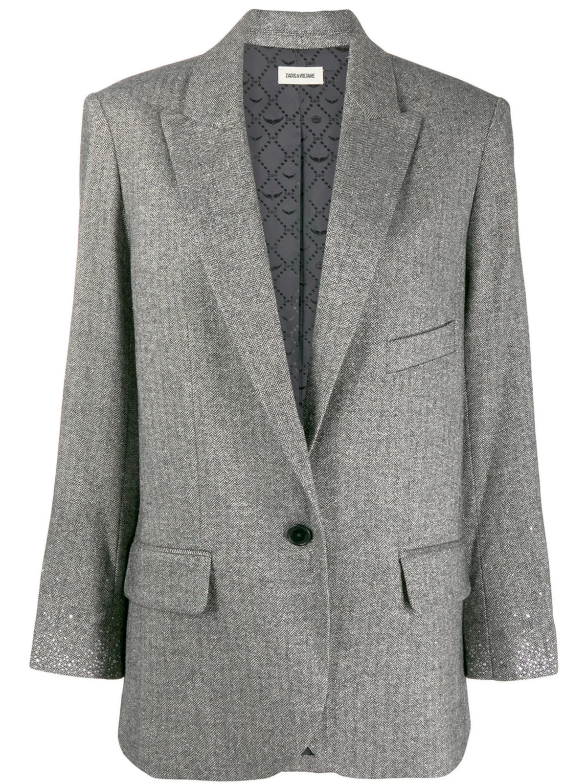 Rhinestone Cuff Silver Blazer