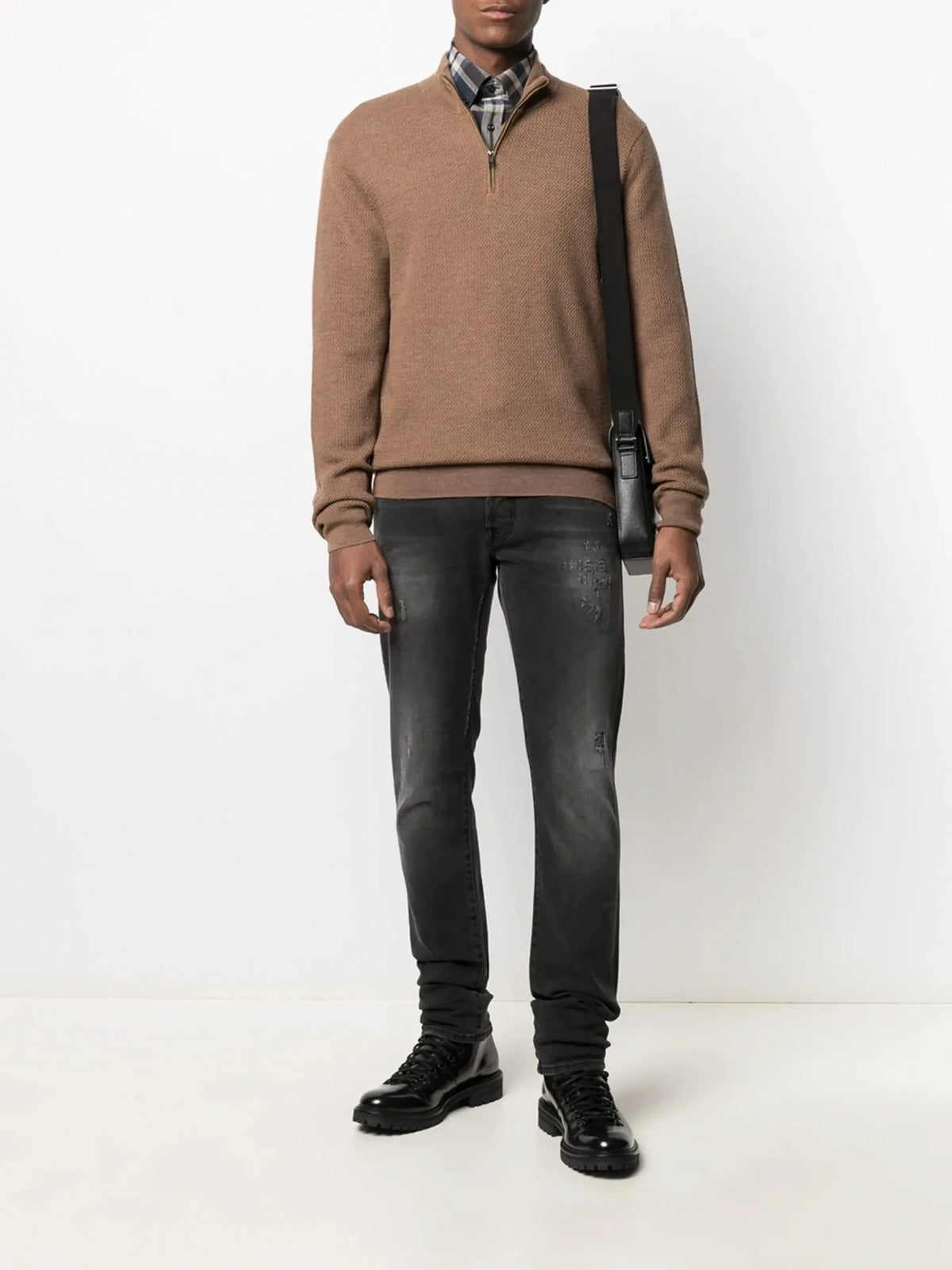 High Neck Brown Knitwear