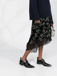 Velvet Silk-Blend Black Skirt