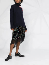 Velvet Silk-Blend Black Skirt