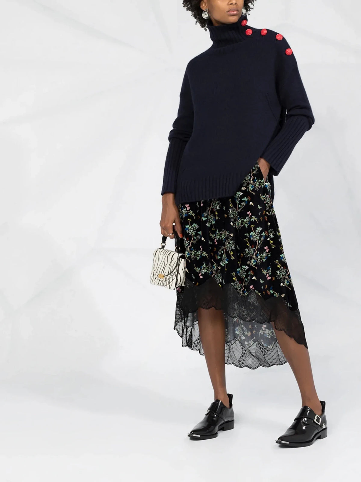 Velvet Silk-Blend Black Skirt