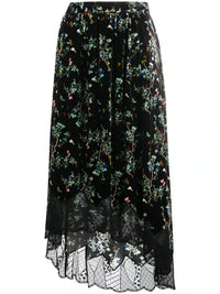 Velvet Silk-Blend Black Skirt