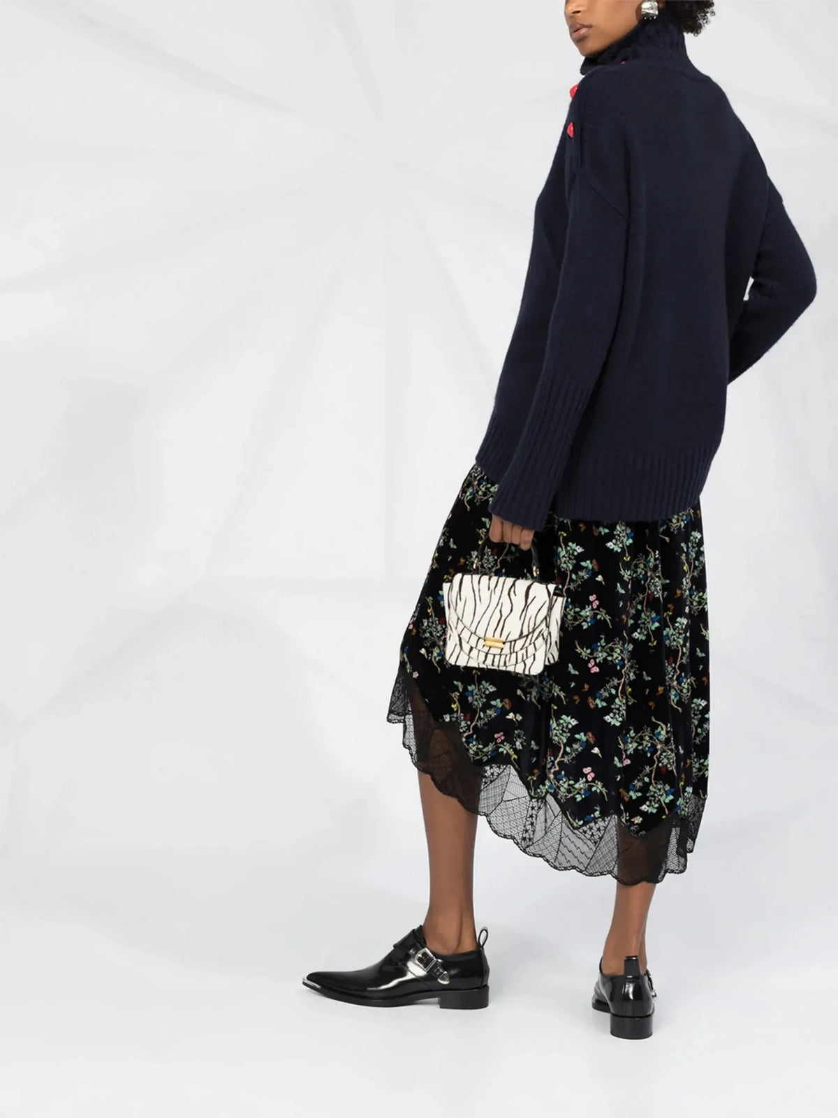 Velvet Silk-Blend Black Skirt