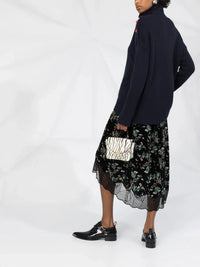 Velvet Silk-Blend Black Skirt