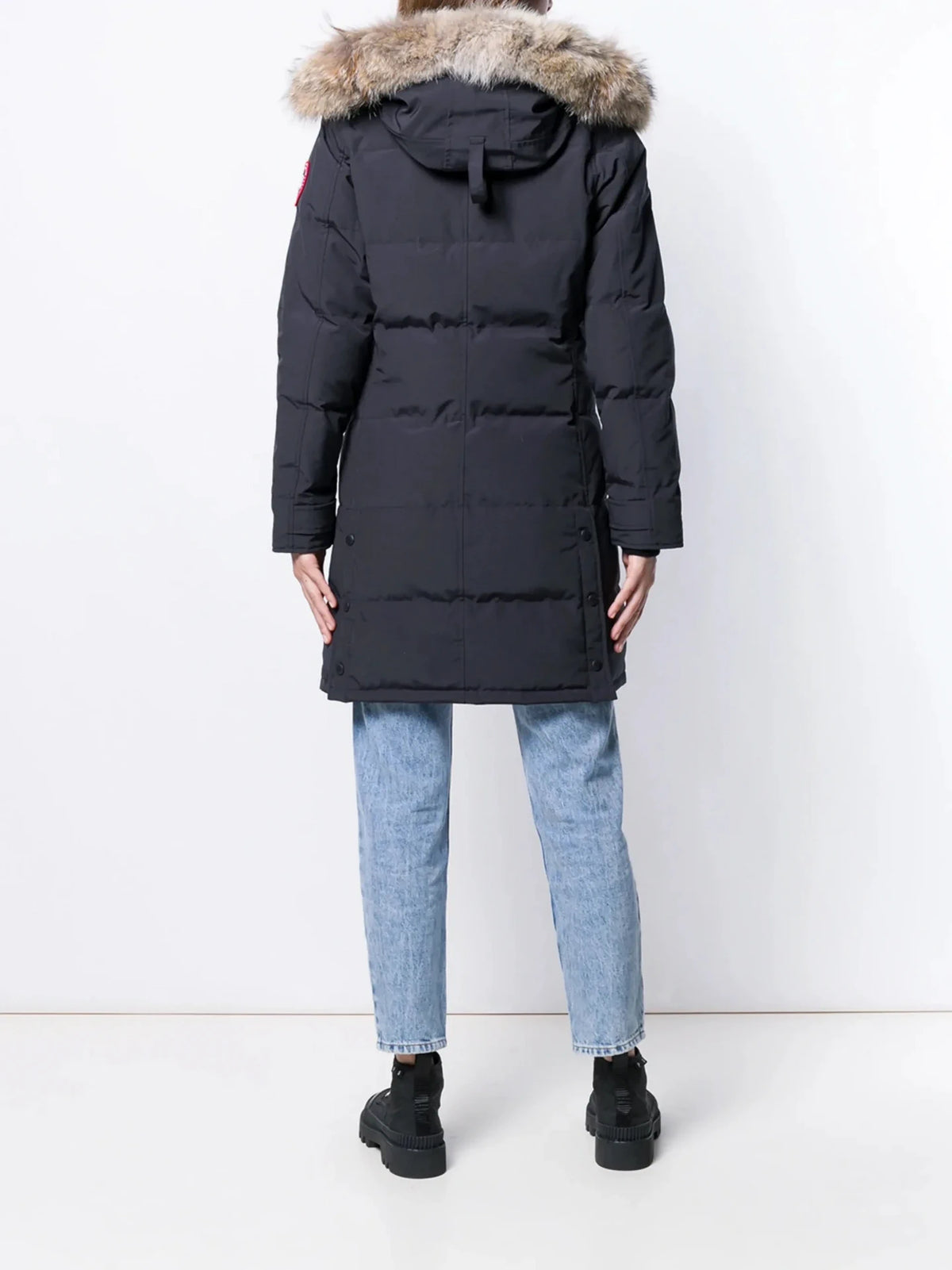 Logo Patch Navy Parka Jacket