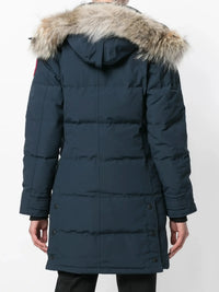 Logo Patch Navy Parka Jacket