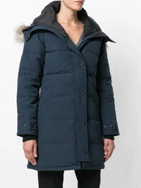 Logo Patch Navy Parka Jacket