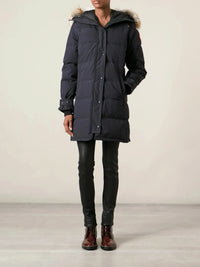 Logo Patch Navy Parka Jacket