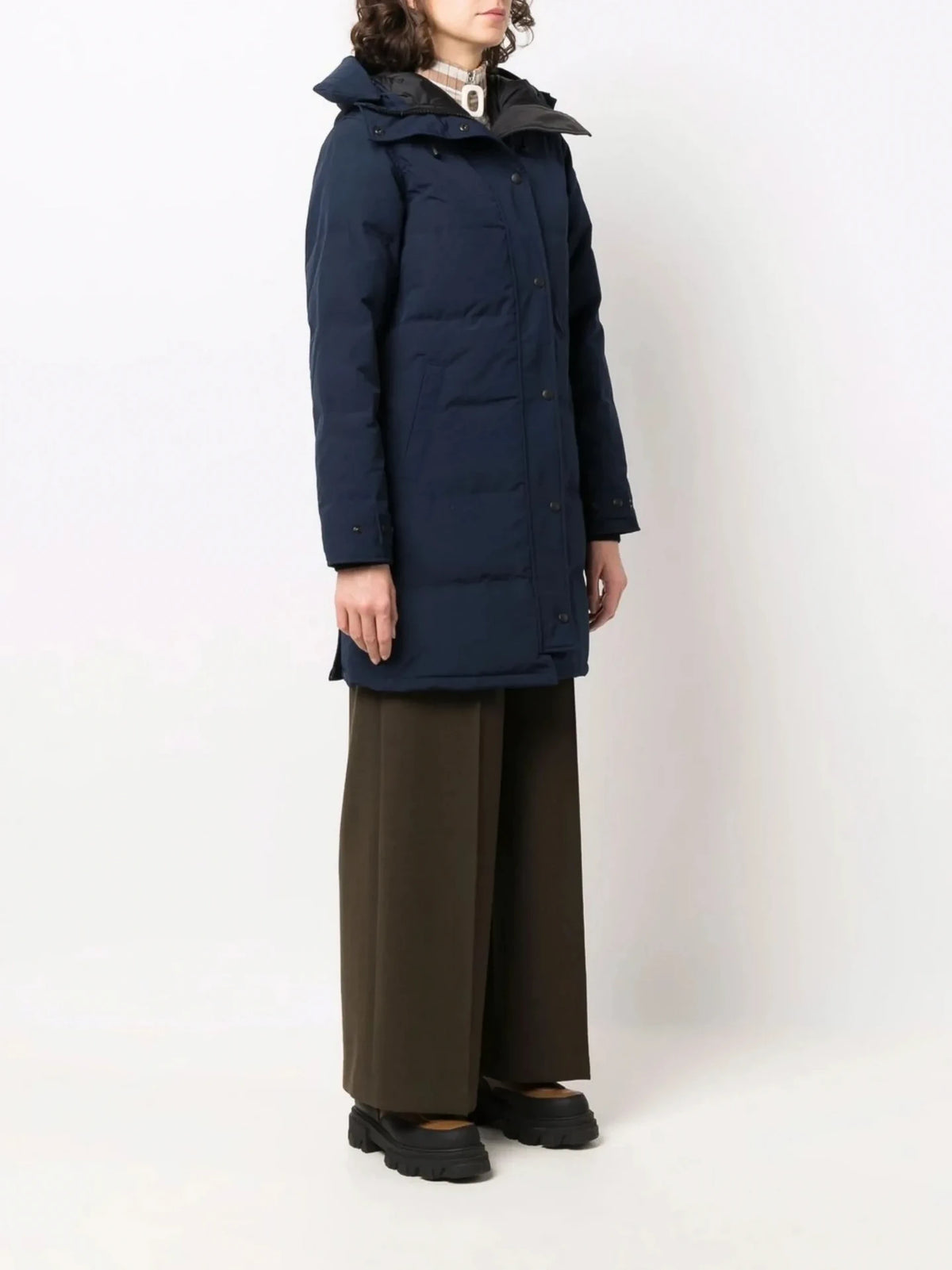 Logo Patch Navy Parka Jacket