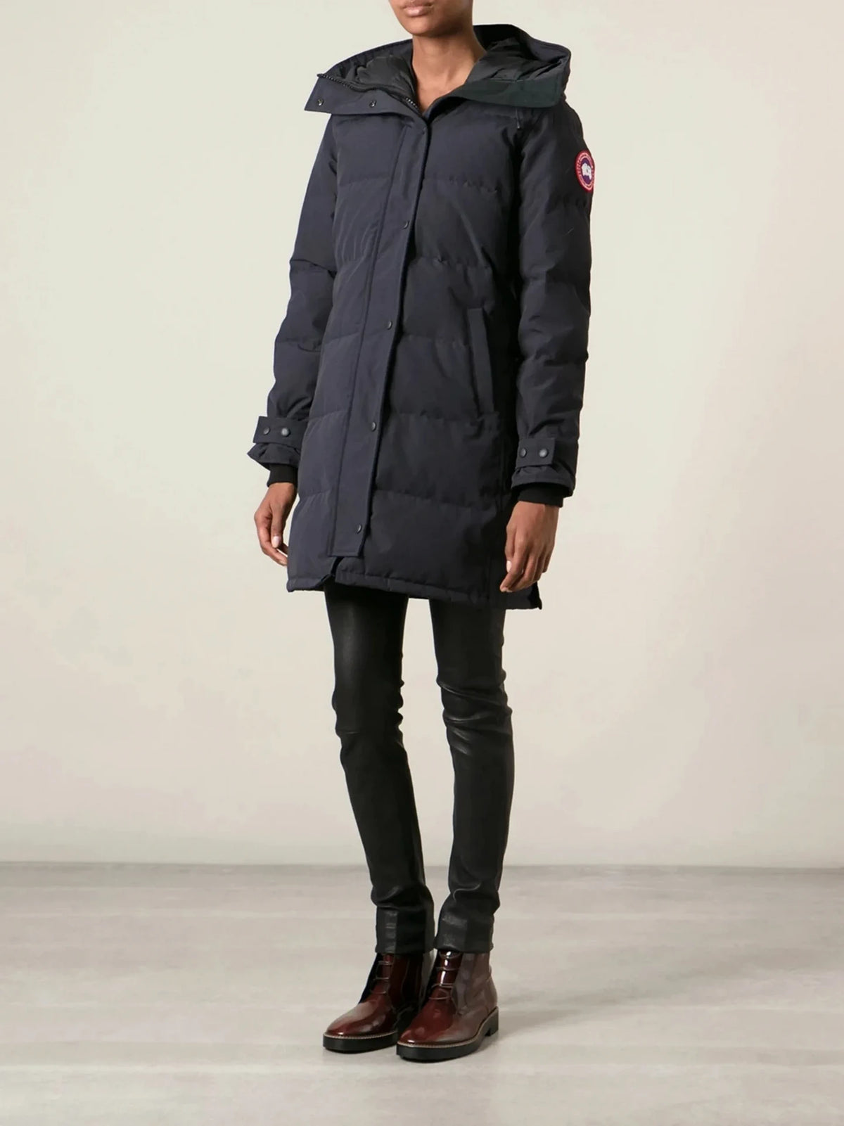 Logo Patch Navy Parka Jacket