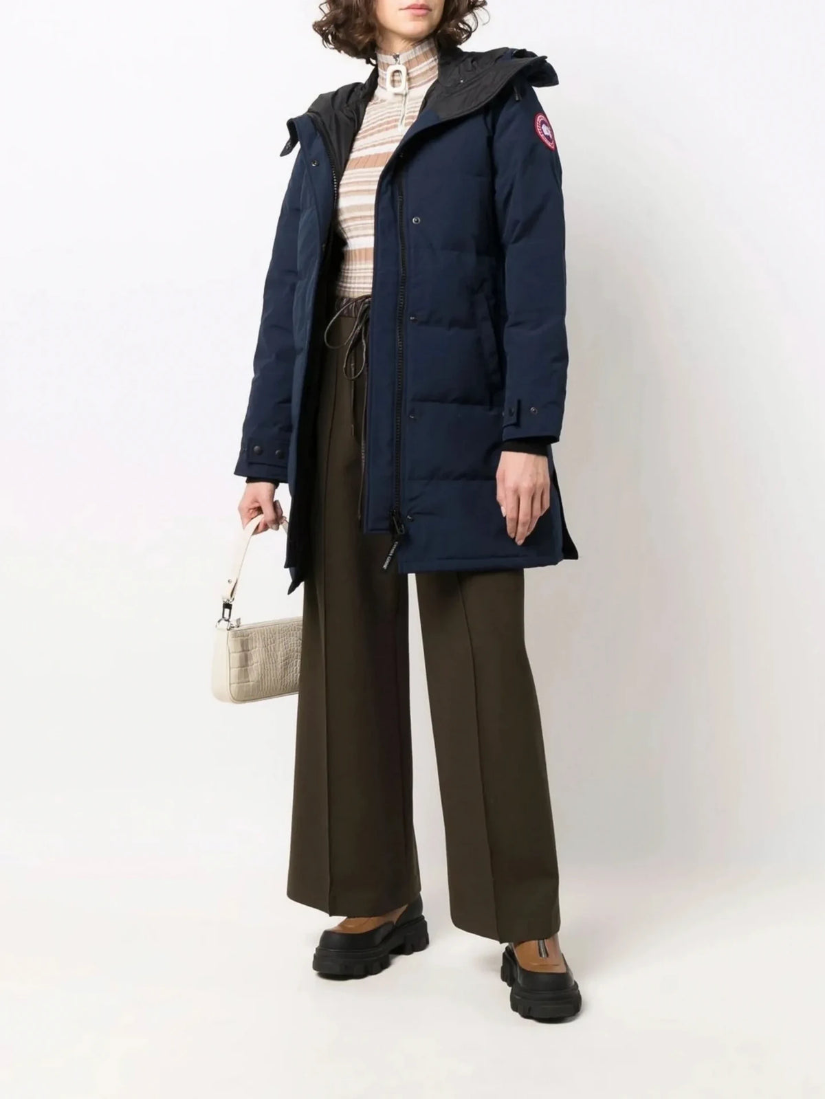 Logo Patch Navy Parka Jacket