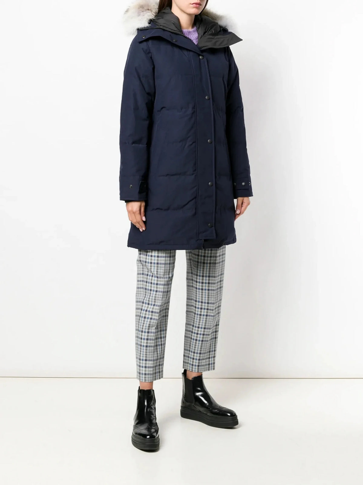 Logo Patch Navy Parka Jacket