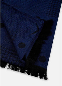 Patchwork Logo Navy Blue Scarf