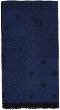 Patchwork Logo Navy Blue Scarf