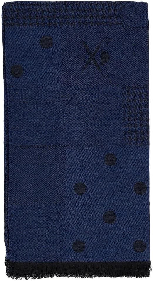 Patchwork Logo Navy Blue Scarf