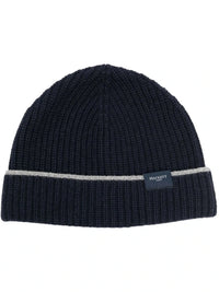 Ribbed-Knit Navy Blue Beanie