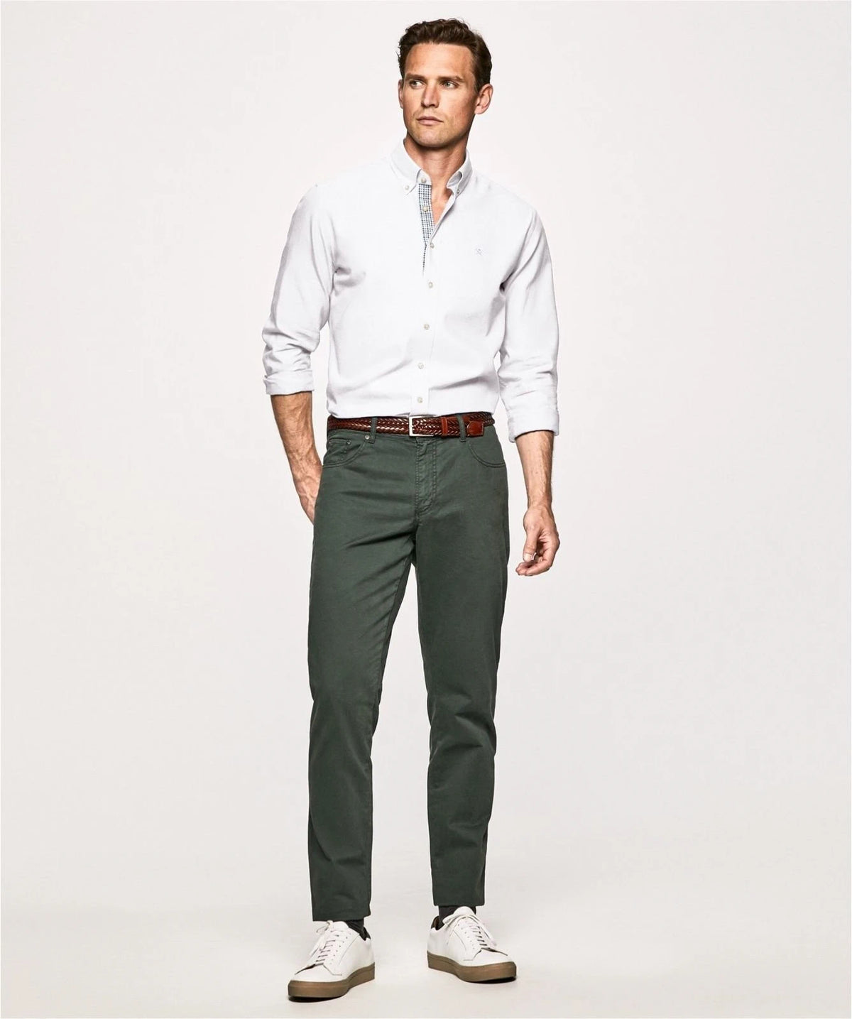 Slim Fit Melange White Shirt