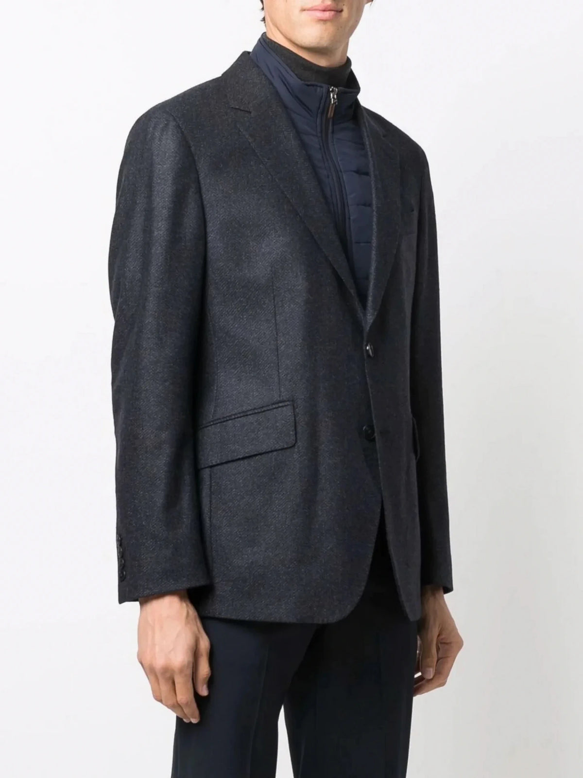 Single-Breasted Navy Blue Jacket