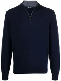 Half-Zip Navy Blue Knitwear