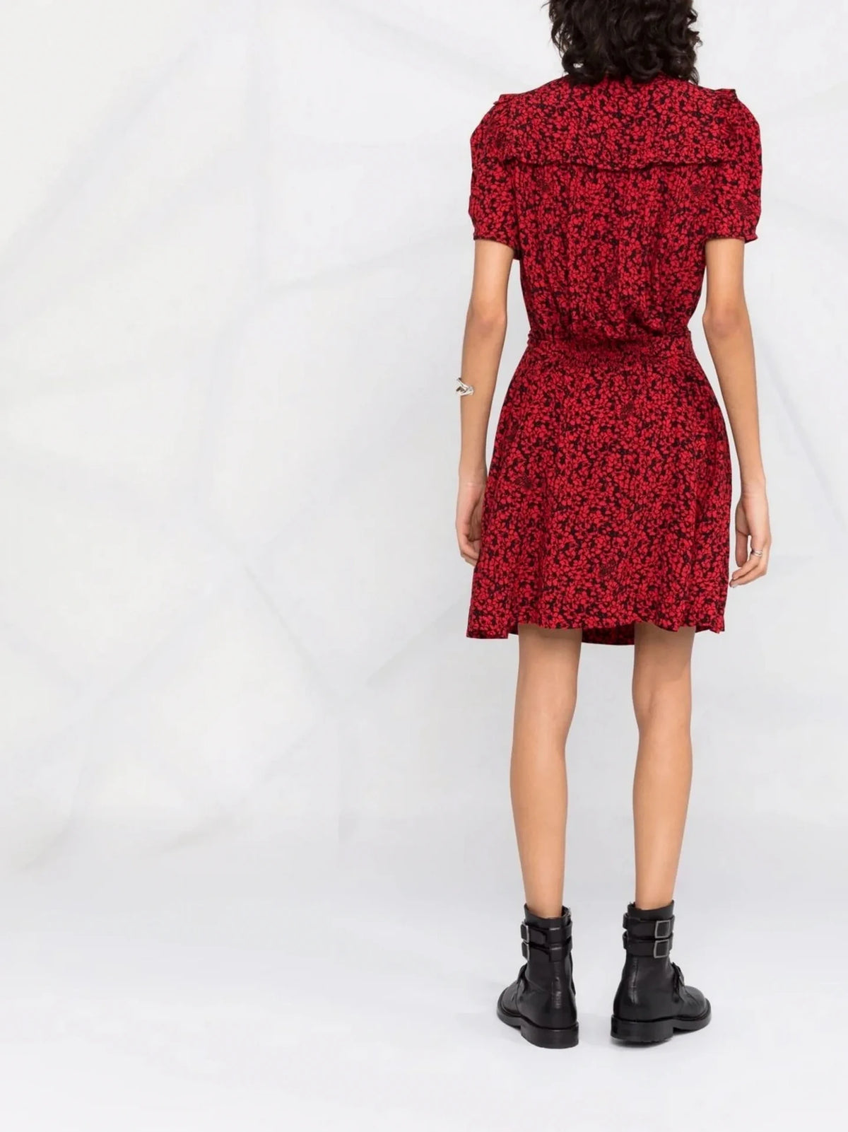 Floral-Print Red Dress