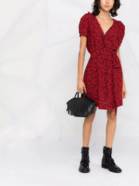 Floral-Print Red Dress
