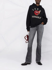 Slogan-Print Black Hoodie