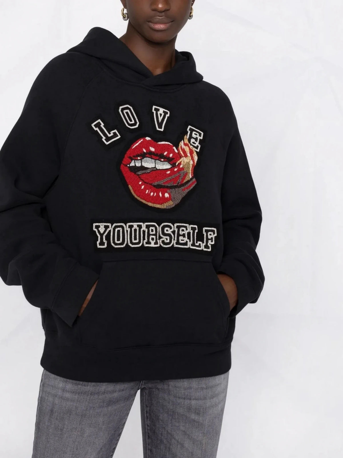 Slogan-Print Black Hoodie