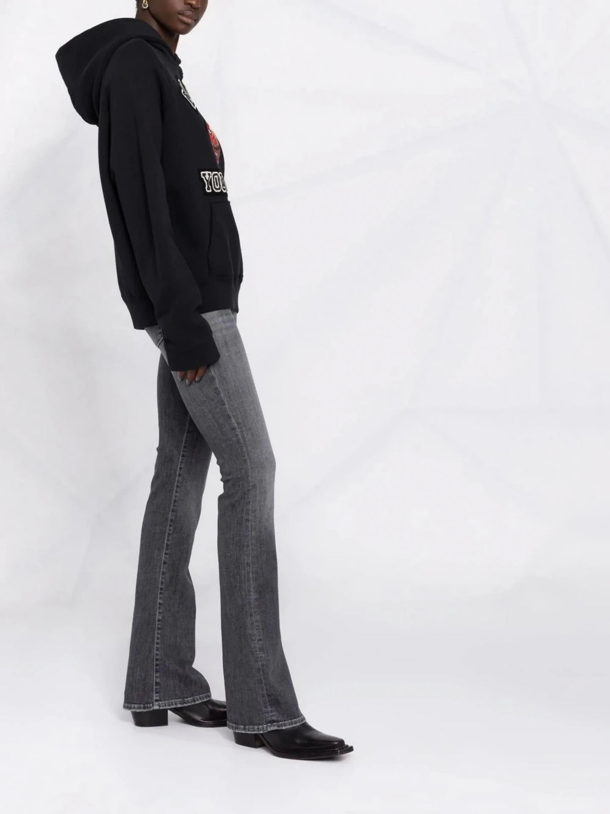 Slogan-Print Black Hoodie