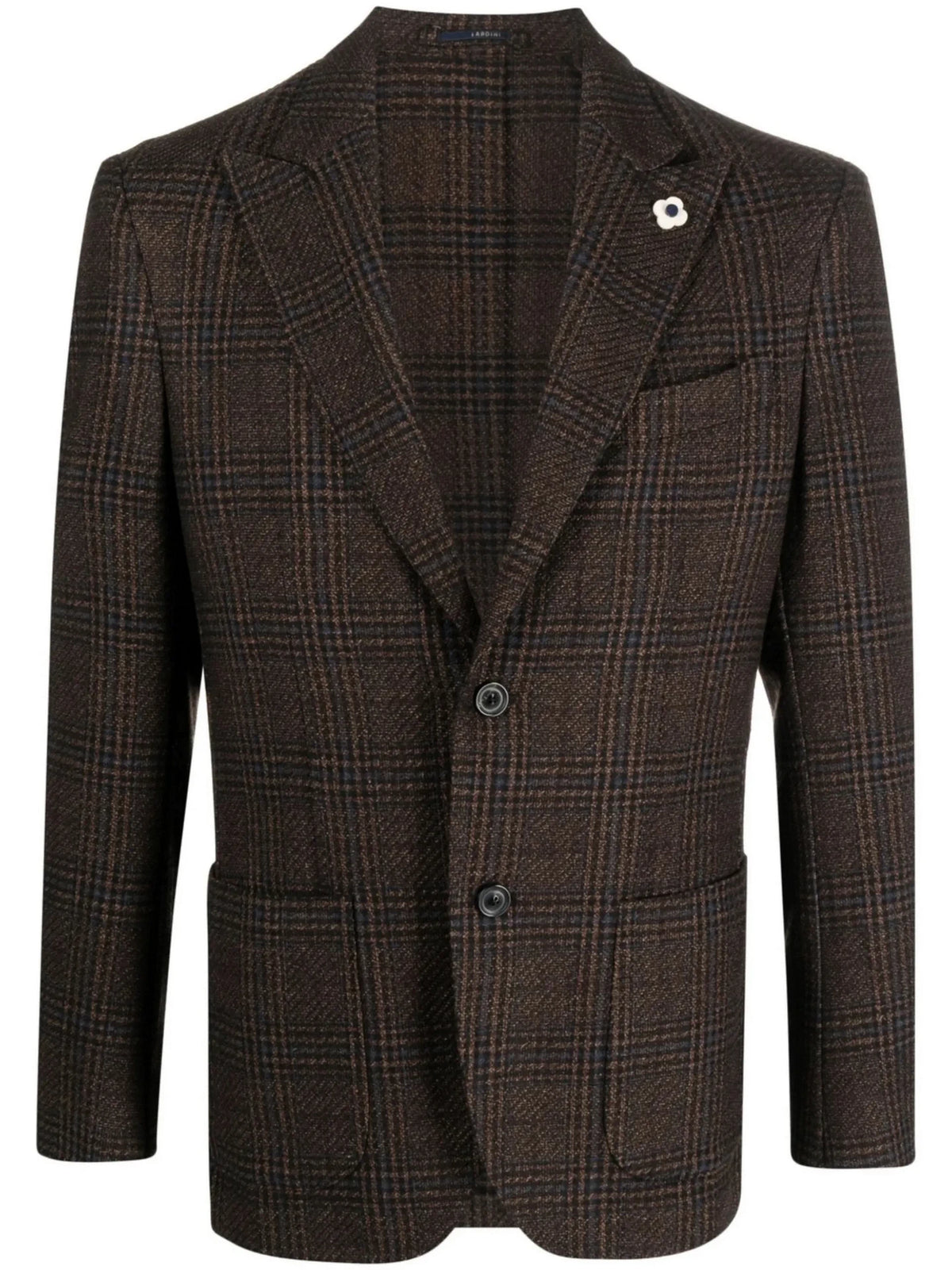 Check-Pattern Tweed Brown Jacket