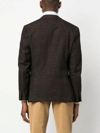 Check-Pattern Tweed Brown Jacket