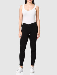 High-Waisted Skinny Crop Black Jeans