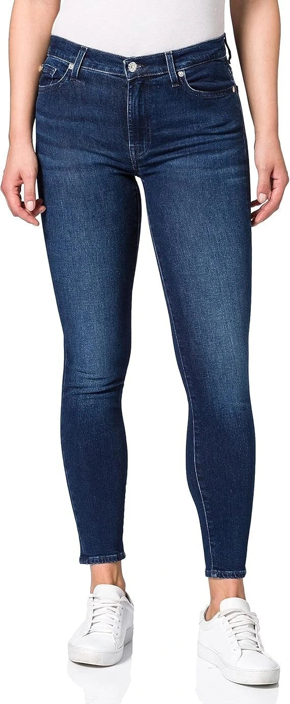 High-Waist Skinny Navy Jeans