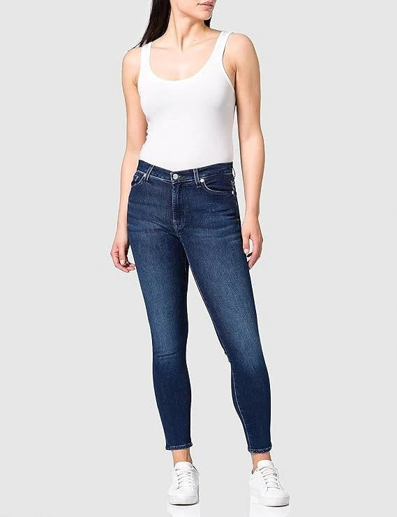 High-Waist Skinny Navy Jeans