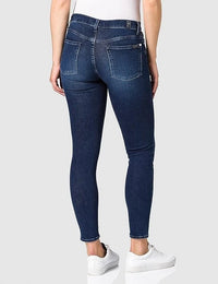 High-Waist Skinny Navy Jeans