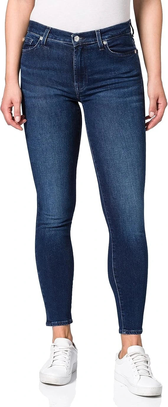 High-Waist Skinny Navy Jeans