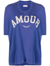 Slogan-Print Blue T-Shirt