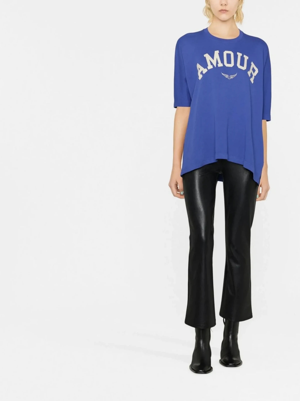 Slogan-Print Blue T-Shirt