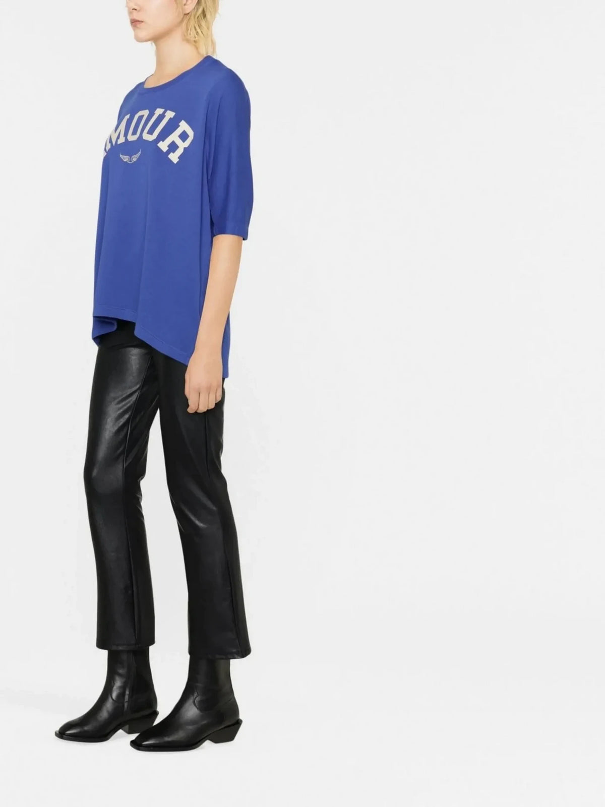 Slogan-Print Blue T-Shirt