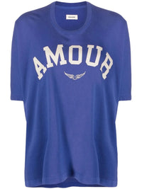 Slogan-Print Blue T-Shirt