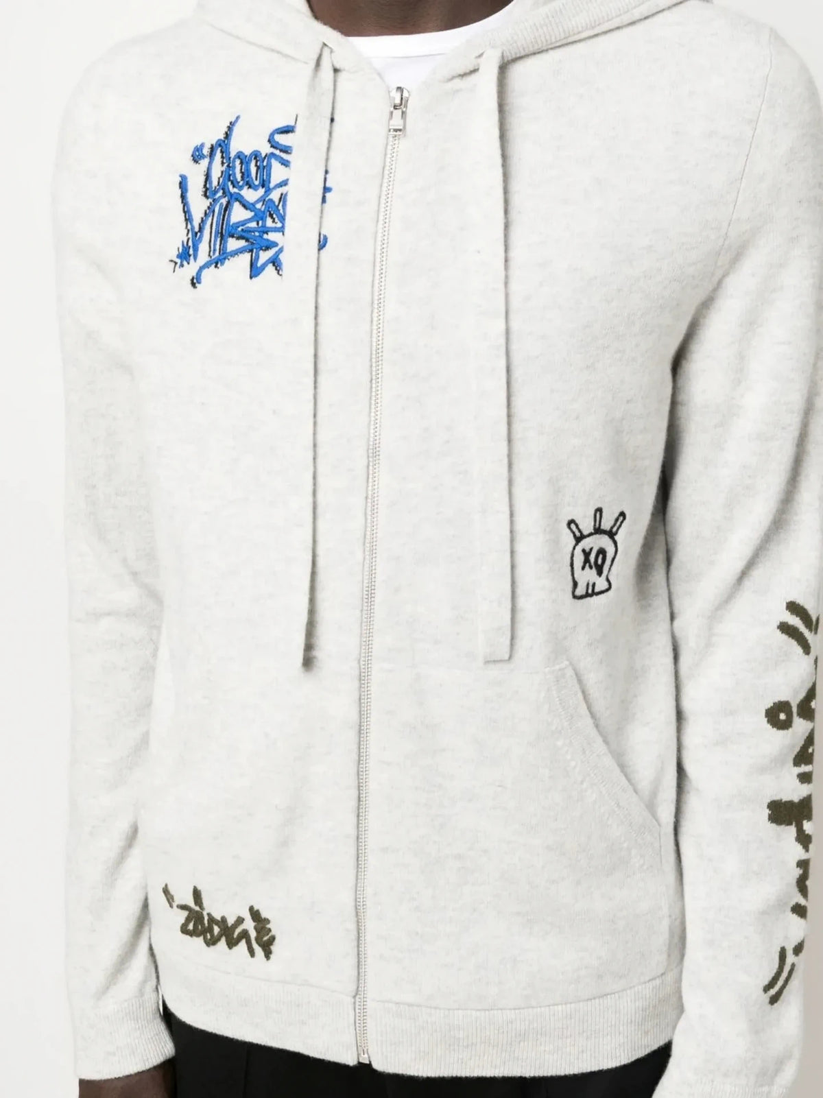 Embroidered Grey Hoodie